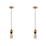 LEDSONE 2 Pack Industrial French Gold Pendant Light Fitting with E27 Lampshade Holder and 95cm Cable