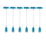 LEDSONE 6 Pack Industrial Blue Pendant Light Fitting with E27 Lampshade Holder and 95cm Adjustable Cable