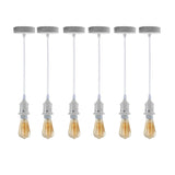 LEDSONE 6 Pack Industrial White Pendant Light Fitting with E27 Lampshade Holder and 95cm Adjustable Cable