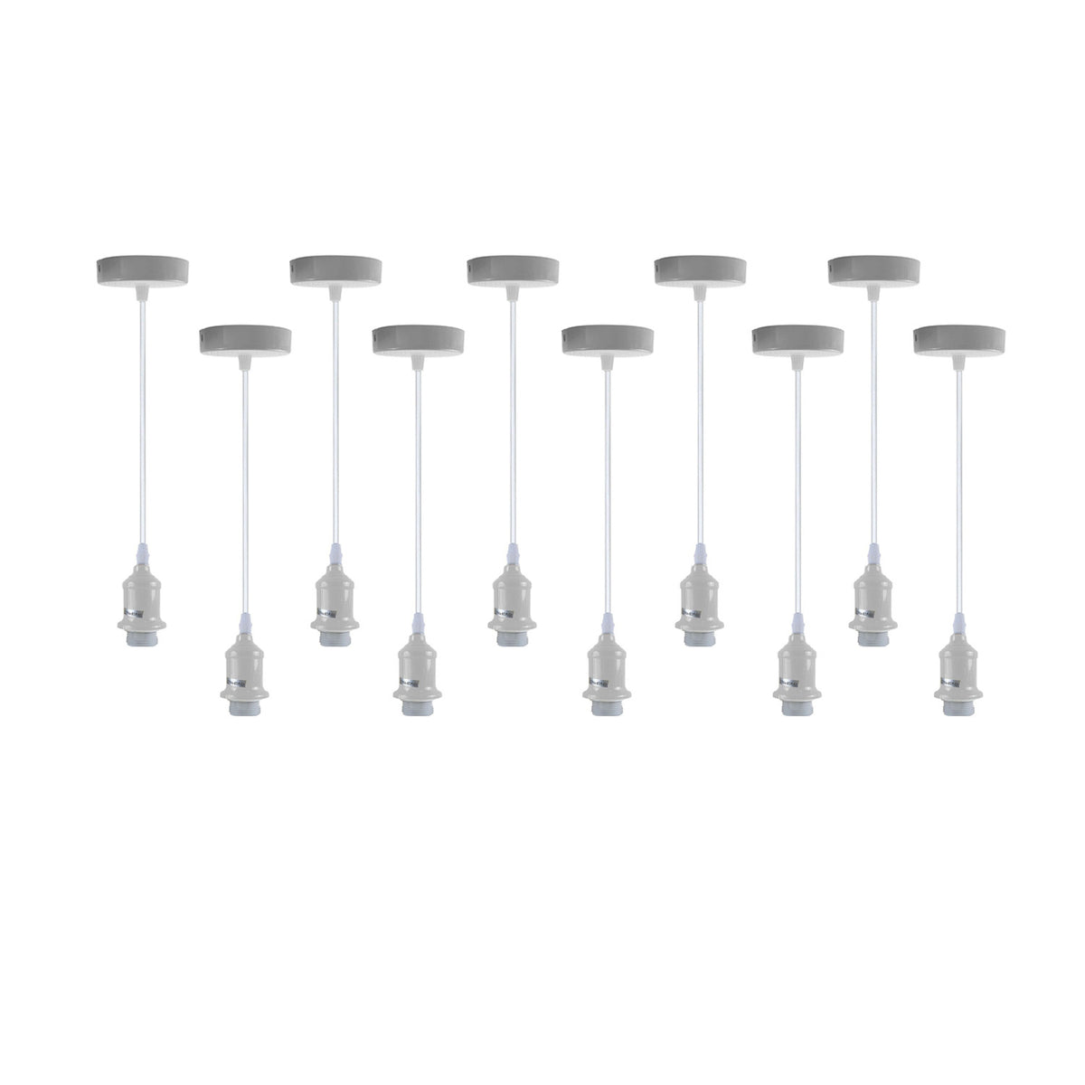 LEDSONE 10 Pack Industrial Pendant Light Fitting with E27 Lampshade Holder and 95cm Adjustable Cable