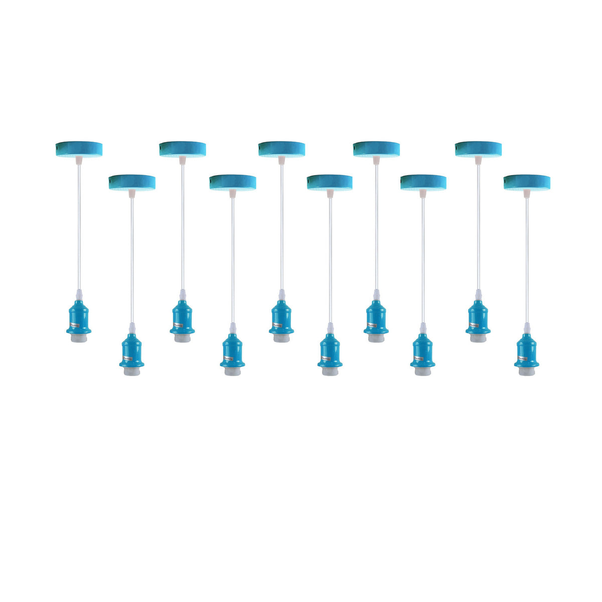 LEDSONE 10 Pack Industrial Pendant Light Fitting Set – E27 Lamp Holder with 95cm PVC Cable, Vintage Style