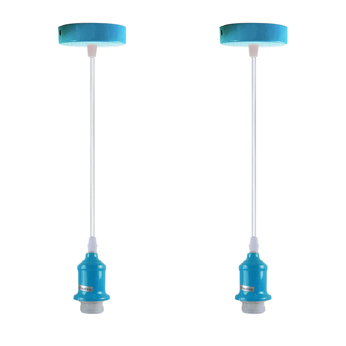 LEDSONE 2 Pack Industrial Pendant Light Fitting Set – E27 Lamp Holder with 95cm PVC Cable, Vintage Style
