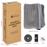 VINSANI Magnetic Insect Door Screen Curtain – Fly and Mosquito Barrier for Doorways, Grey