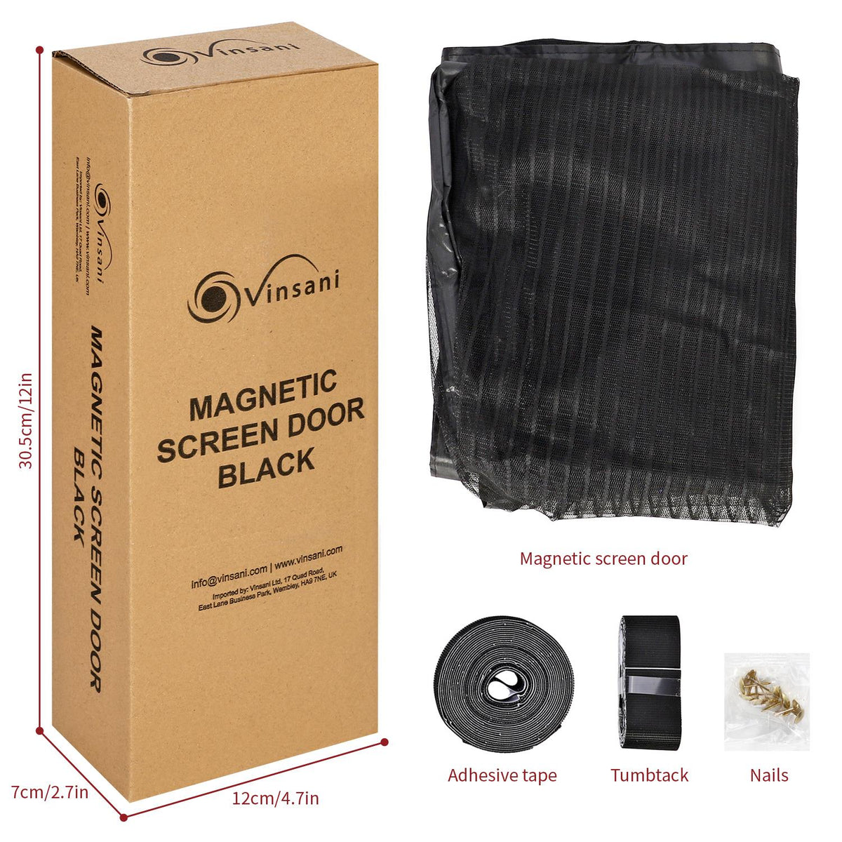 VINSANI Magnetic Insect Door Screen Curtain – Fly and Mosquito Barrier for Doorways, Black