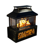 Neo Black Steel Outdoor Fire Pit Log Burner with Mesh Surround, Grate & Poker – 56cm Garden Patio Heater