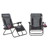 Neo Grey XL Zero Gravity Sun Loungers, Set of 2 with Detachable Tray & Headrest Pillow – Garden Recliners