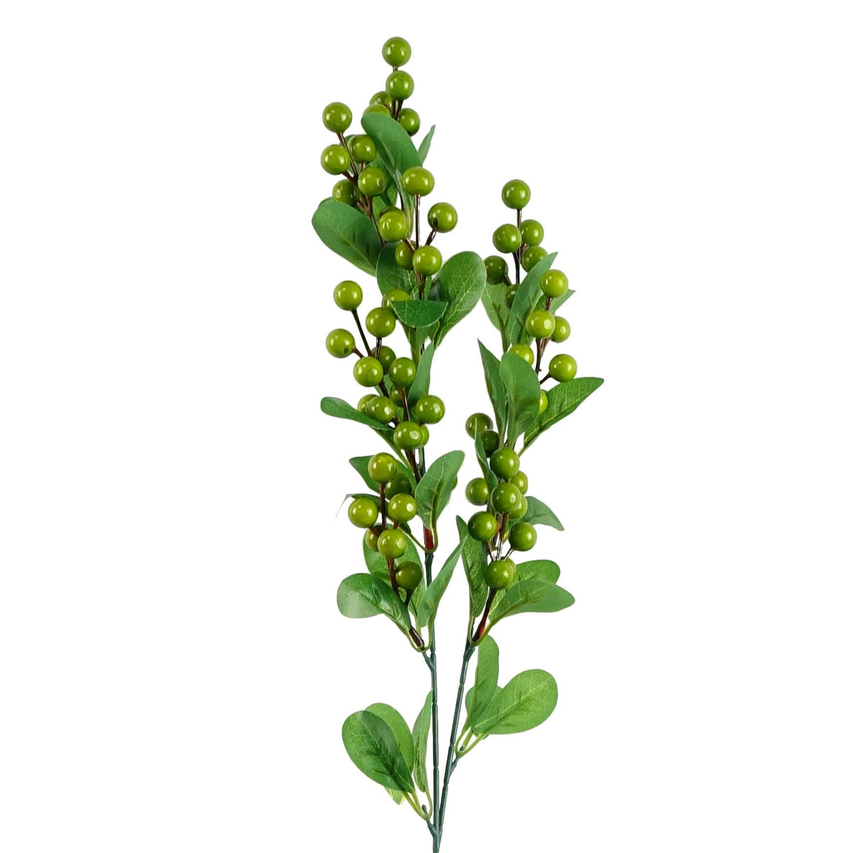 Leaf Pack of 6 Artificial Green Berry Sprays, 70cm – Faux Stems with Plastic Leaves for Arrangements