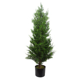 Leaf 120cm Artificial Cypress Topiary Tree with Real Wood Trunk – Realistic Faux Tree for Indoor & Outdoor Use