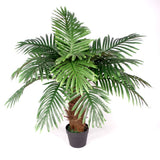 Leaf Artificial Princess Palm Tree, 100cm with Brown Trunk – Realistic Faux Tropical Plant in Plastic Pot