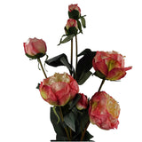 55cm Pink Peony Artificial Flowers Spray – 4 Flowers 3 Buds