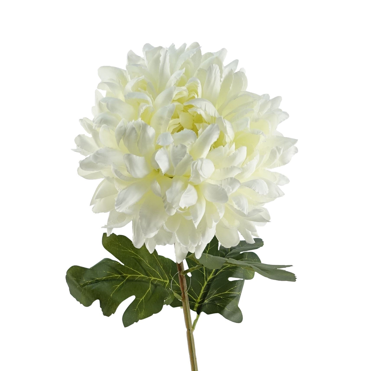 Leaf 75cm Extra Large Artificial Reflex Chrysanthemum with Silk Petals – Single Stem Faux Flower, White