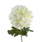 Leaf 75cm Extra Large Artificial Reflex Chrysanthemum with Silk Petals – Single Stem Faux Flower, White
