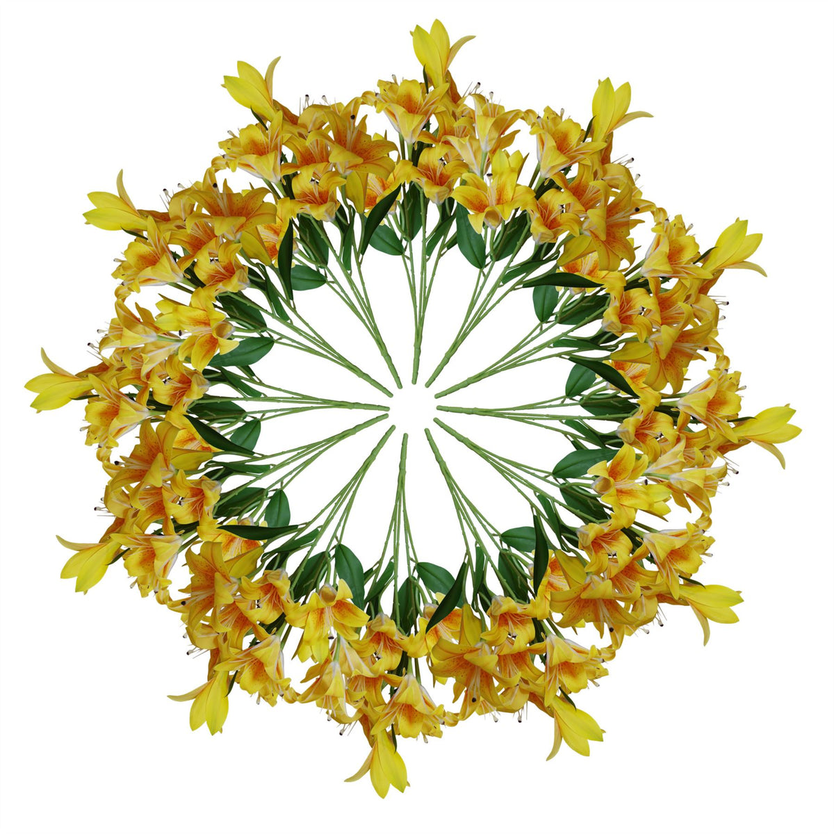 12 x 60cm Artificial Lily Stem – Yellow – 144 Flowers