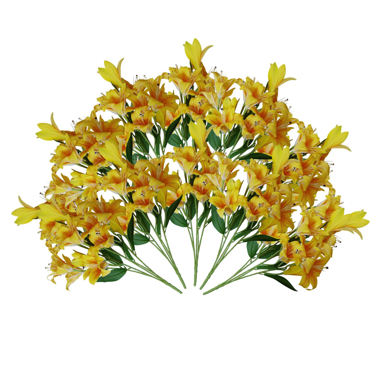 12 x 60cm Artificial Lily Stem – Yellow – 144 Flowers