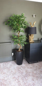 Leaf 150cm Artificial Twisted Trunk Ficus Tree – Japanese Fruticosa Style, Low-Maintenance Greenery