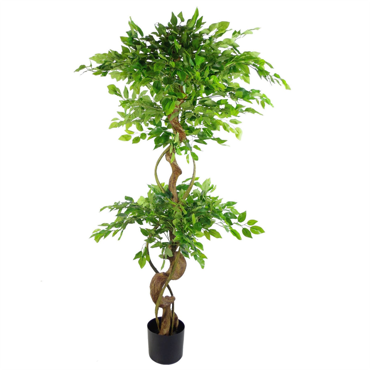 Leaf 150cm Artificial Twisted Trunk Ficus Tree – Japanese Fruticosa Style, Low-Maintenance Greenery