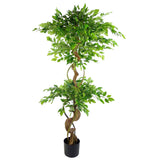 Leaf 150cm Artificial Twisted Trunk Ficus Tree – Japanese Fruticosa Style, Low-Maintenance Greenery