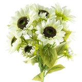 Artificial White Sunflower Stem with 3 Heads, 88cm – Wired, Shapable Faux Flowers