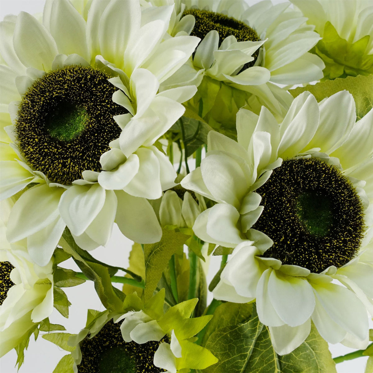 Artificial White Sunflower Stem with 3 Heads, 88cm – Wired, Shapable Faux Flowers