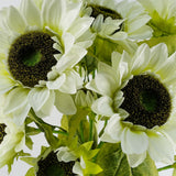 Artificial White Sunflower Stem with 3 Heads, 88cm – Wired, Shapable Faux Flowers