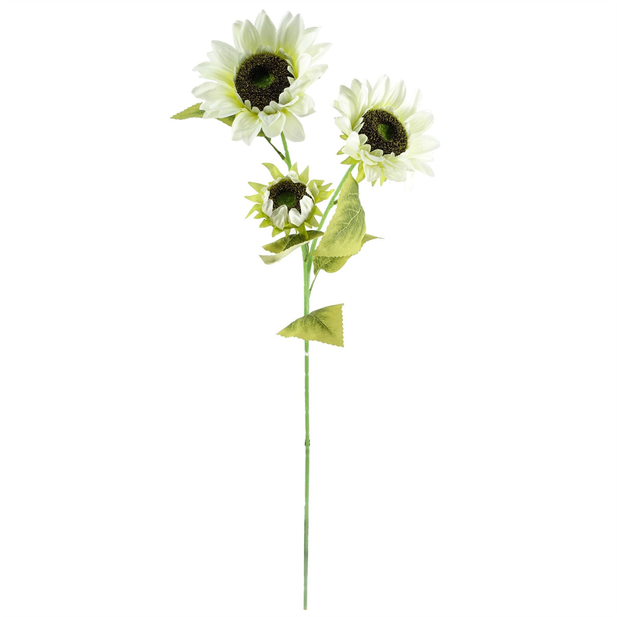 Artificial White Sunflower Stem with 3 Heads, 88cm – Wired, Shapable Faux Flowers