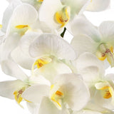 Leaf 52cm Large Artificial Orchid with 14 Real Touch Flowers – White, Gold Decorative Pot