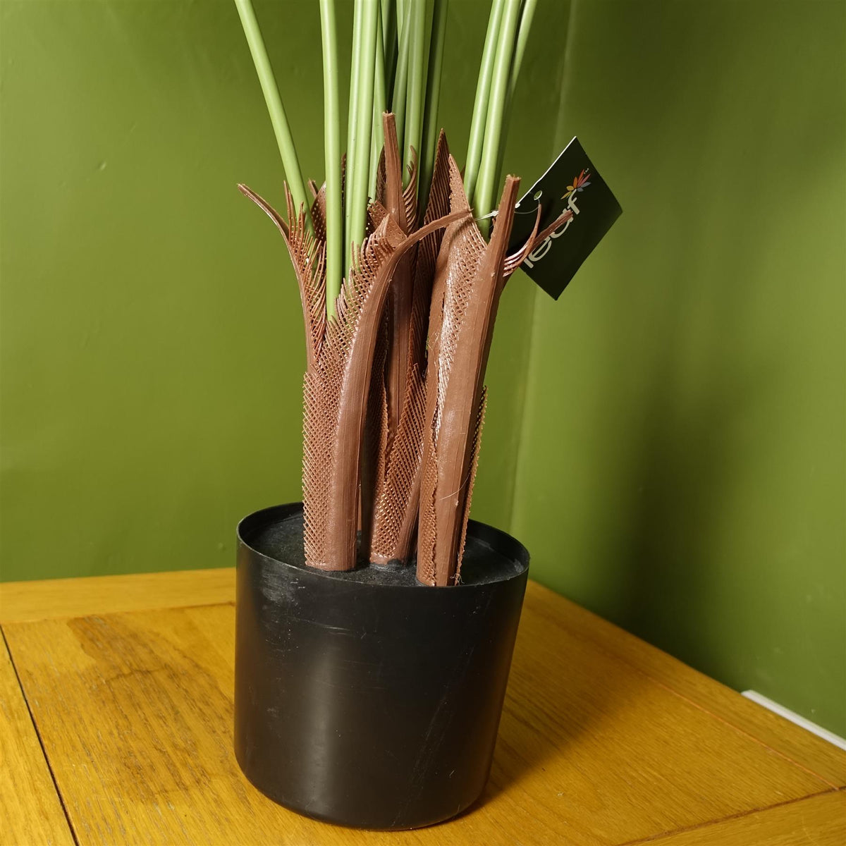 Leaf Large Artificial Areca Palm Tree, 110cm – Realistic Faux Plant in Weighted Black Pot