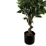 Leaf 110cm Artificial Evergreen Ficus Tree with Decorative Planter – Realistic Multicolour Indoor Plant