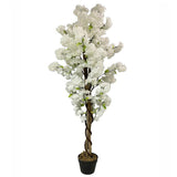 Leaf 150cm Artificial Blossom Tree with Pre-Potted Plastic Pot – Fully Assembled Faux Tree