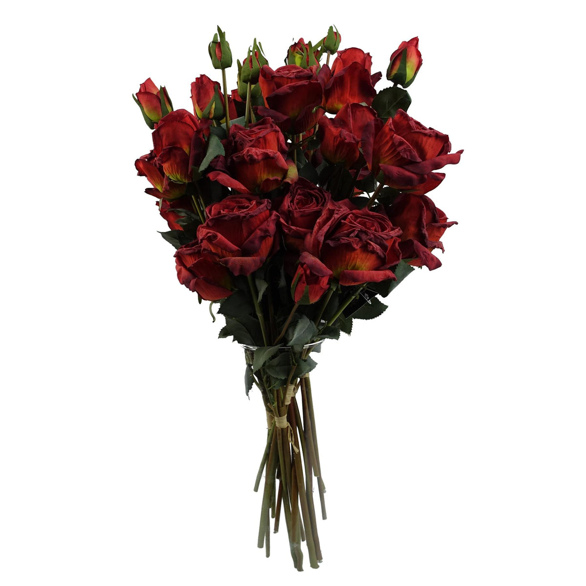 Leaf 6 x 60cm Red Rose Artificial Flower Sprays, 24 Flowers & 18 Buds – Realistic Bare Stems, Red