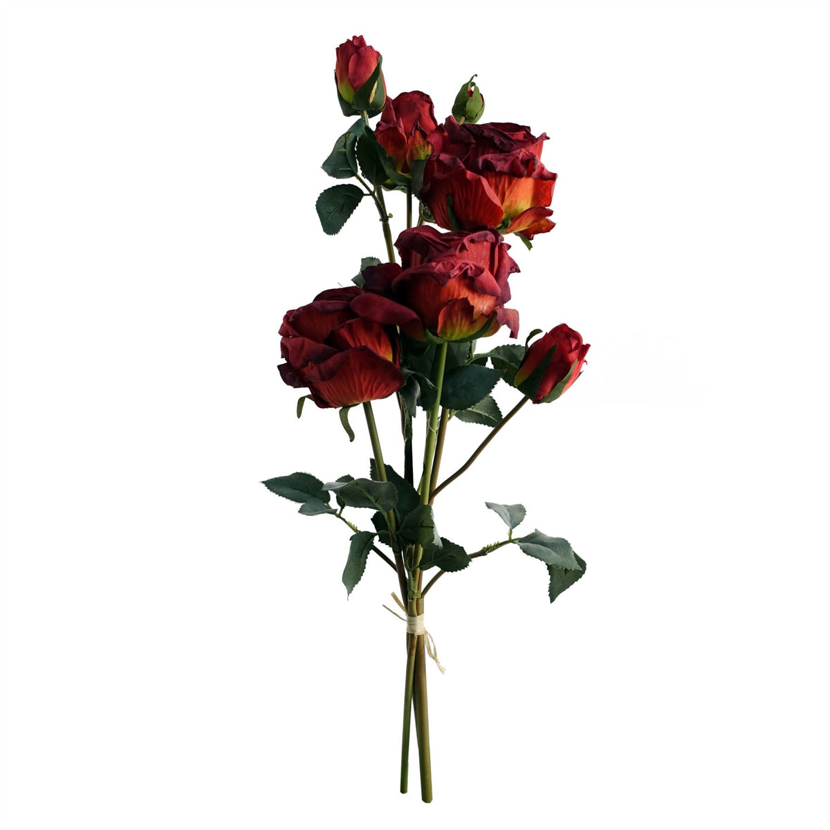 Leaf 6 x 60cm Red Rose Artificial Flower Sprays, 24 Flowers & 18 Buds – Realistic Bare Stems, Red