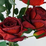 Leaf 6 x 60cm Red Rose Artificial Flower Sprays, 24 Flowers & 18 Buds – Realistic Bare Stems, Red