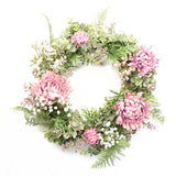 Luxury 45cm Artificial Pink Blossom Floral Wreath with Natural Woven Base – Door Decoration