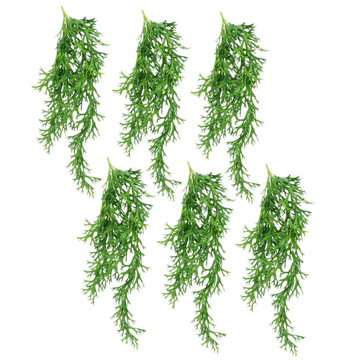 Leaf Pack of 6 Hanging Artificial Staghorn Ferns, 80cm – Realistic Trailing Faux Foliage