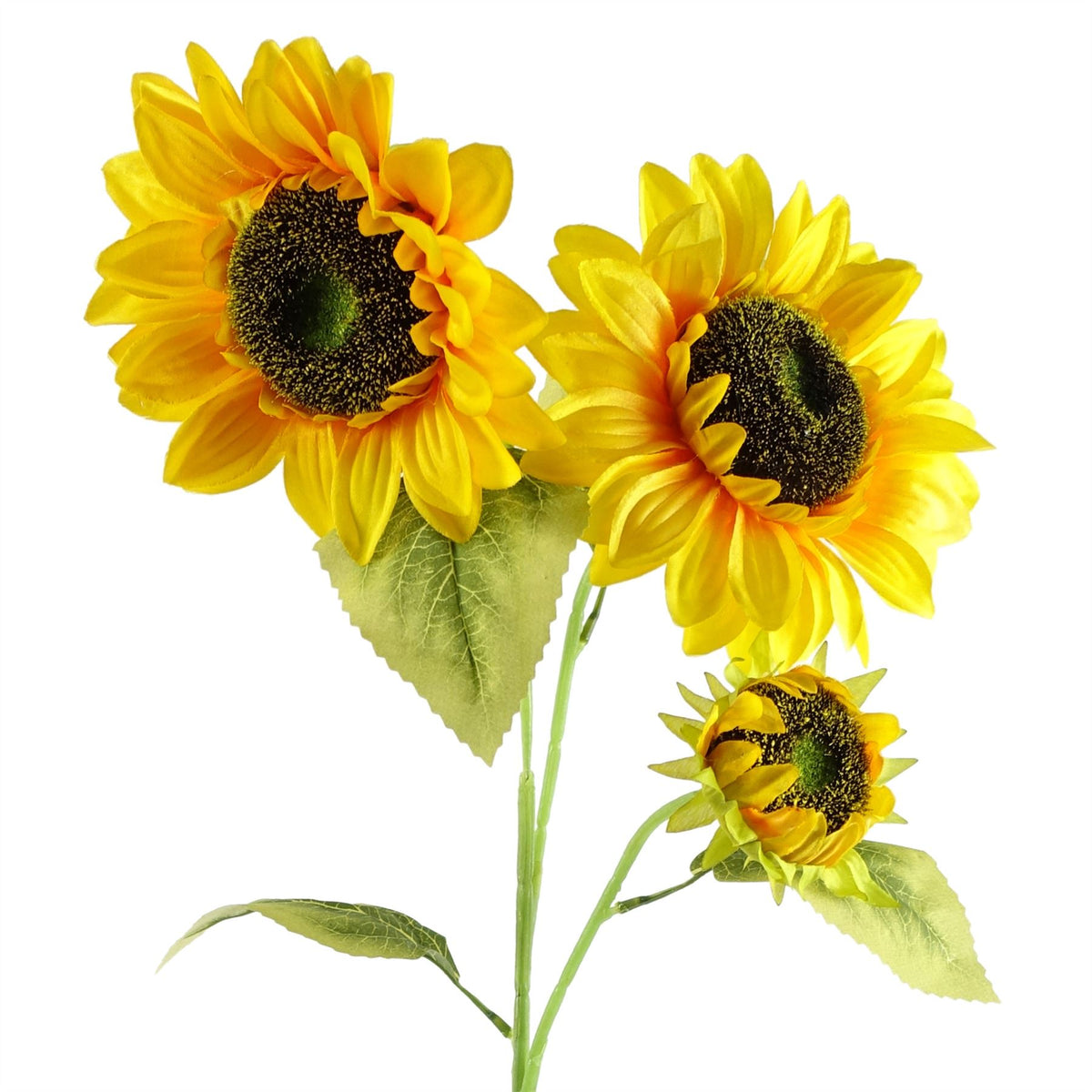 Leaf Design UK 88cm Artificial Sunflower with 3 Heads – Wired Stem for Home Floral Displays, Yellow
