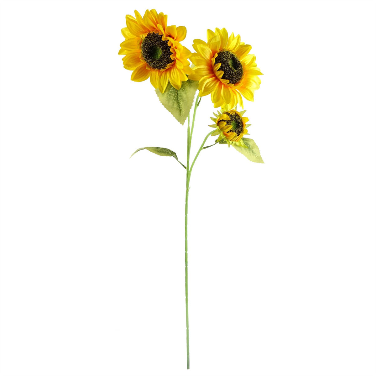 Leaf Design UK 88cm Artificial Sunflower with 3 Heads – Wired Stem for Home Floral Displays, Yellow