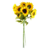Leaf Design UK 88cm Artificial Sunflower with 3 Heads – Wired Stem for Home Floral Displays, Yellow