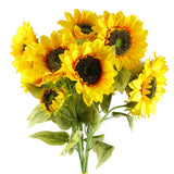 Leaf Design UK 88cm Artificial Sunflower with 3 Heads – Wired Stem for Home Floral Displays, Yellow