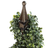 Leaf Design UK 120cm (4ft) Artificial Boxwood Tower Topiary Tree with Spiral Metal Top – Indoor & Sheltered Outdoor Use