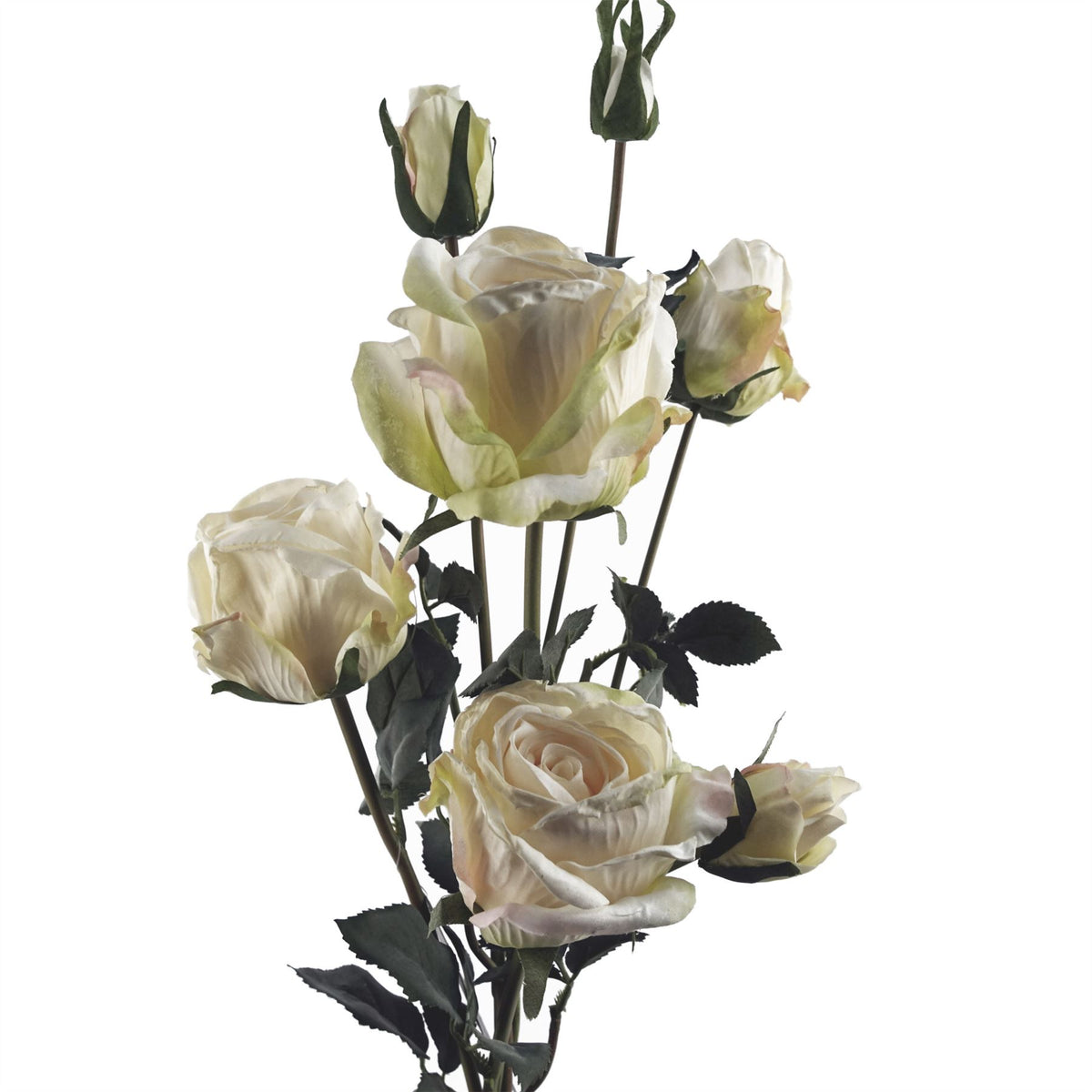 6 x 60cm Cream Rose Artificial Flower Sprays – 24 Flowers 18 Buds