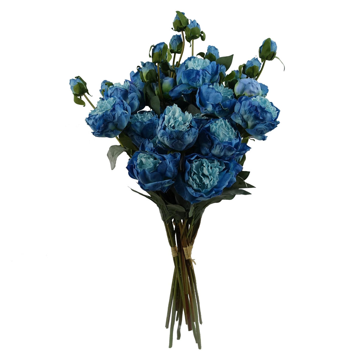 6 x 55cm Blue Peony Artificial Flower Stems – 24 flowers 18 buds