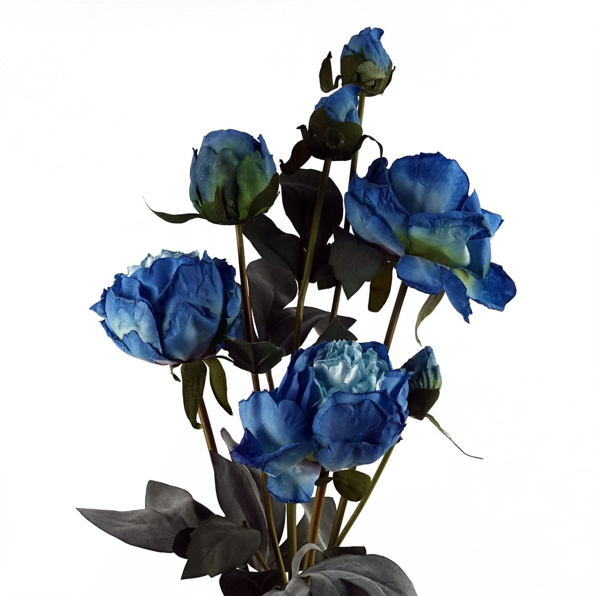 6 x 55cm Blue Peony Artificial Flower Stems – 24 flowers 18 buds
