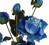 6 x 55cm Blue Peony Artificial Flower Stems – 24 flowers 18 buds