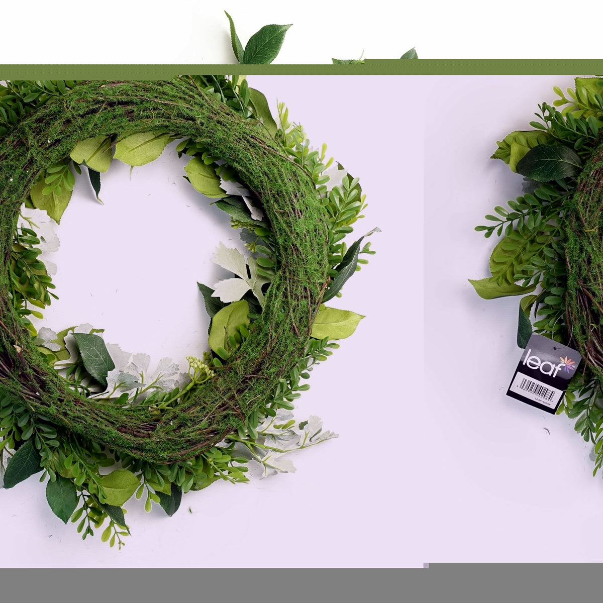 Leaf Design UK 50cm Large Artificial Fern Leaf Wreath with Natural Woven Base – Door Decor