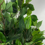 Leaf 110cm Artificial Ficus Tree with Gold Curve Metal Planter – Realistic Faux Plant, Wired Stems