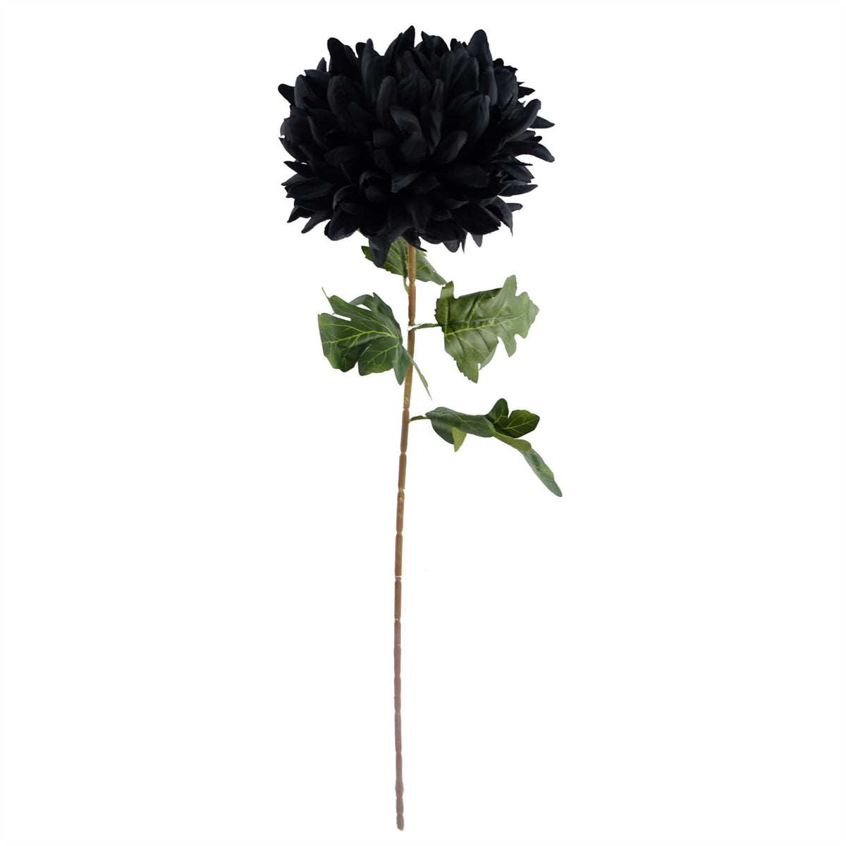 Leaf Design UK 75cm Extra Large Artificial Reflex Chrysanthemum with Silk Petals – Statement Single Stem, Black