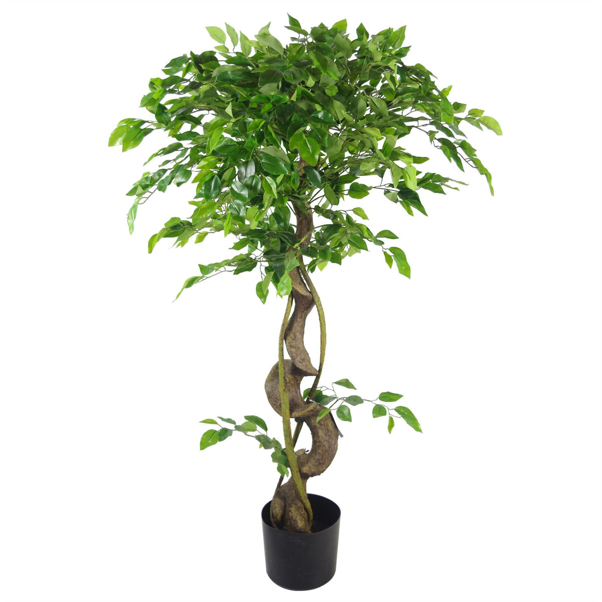 Leaf Design UK 120cm Artificial Japanese Fruticosa Style Ficus Tree with Twisted Trunk – Evergreen, Weighted Pot
