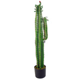 Leaf Design Large Artificial Cactus Plant with Weighted Pot – Tropical Indoor Decoration