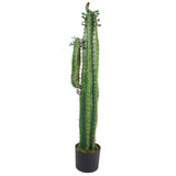 Leaf Design Large Artificial Cactus Plant with Weighted Pot – Tropical Indoor Decoration