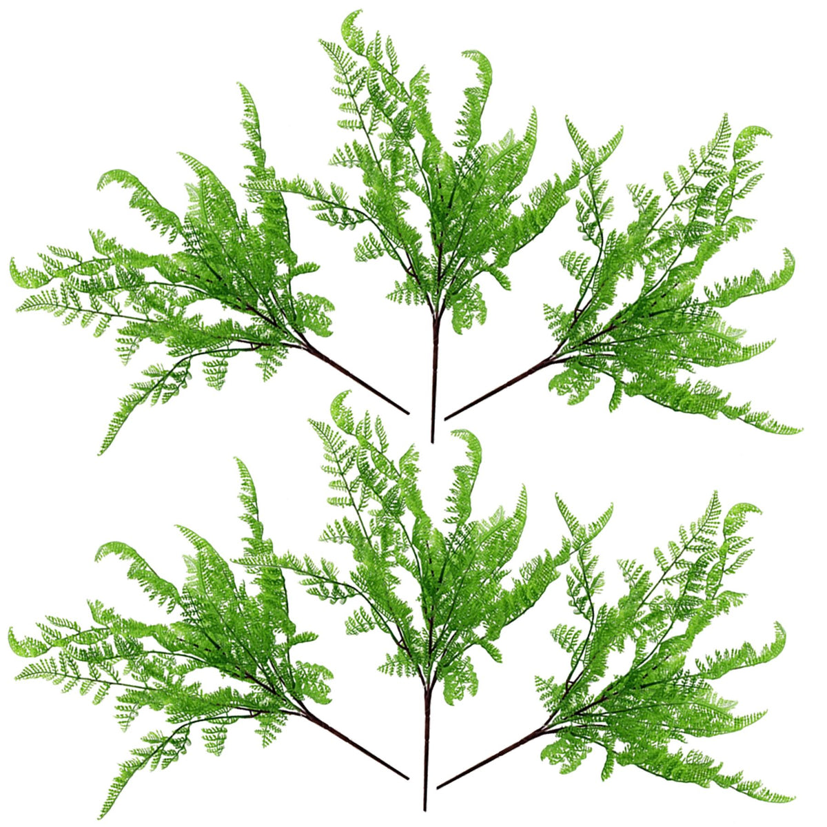 Leaf Design Pack of 6 Artificial Southern Wood Fern Bushes, 50cm – Dark Green, Unpotted